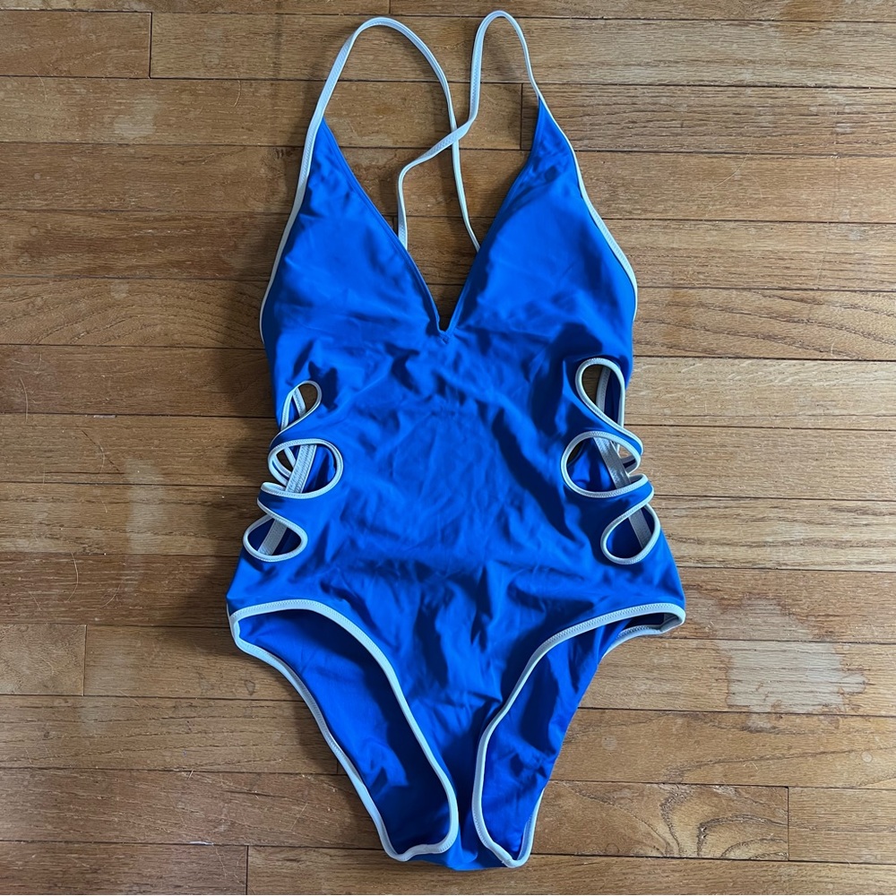 Aerie Floral Cutout One Piece Bathing Suit